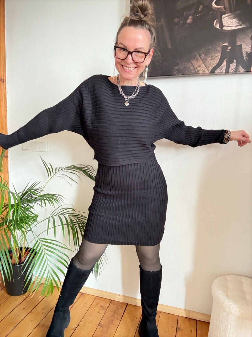 Set Kleid und Pulli Milano Schwarz - FROLLEIN KÄTHE Shop