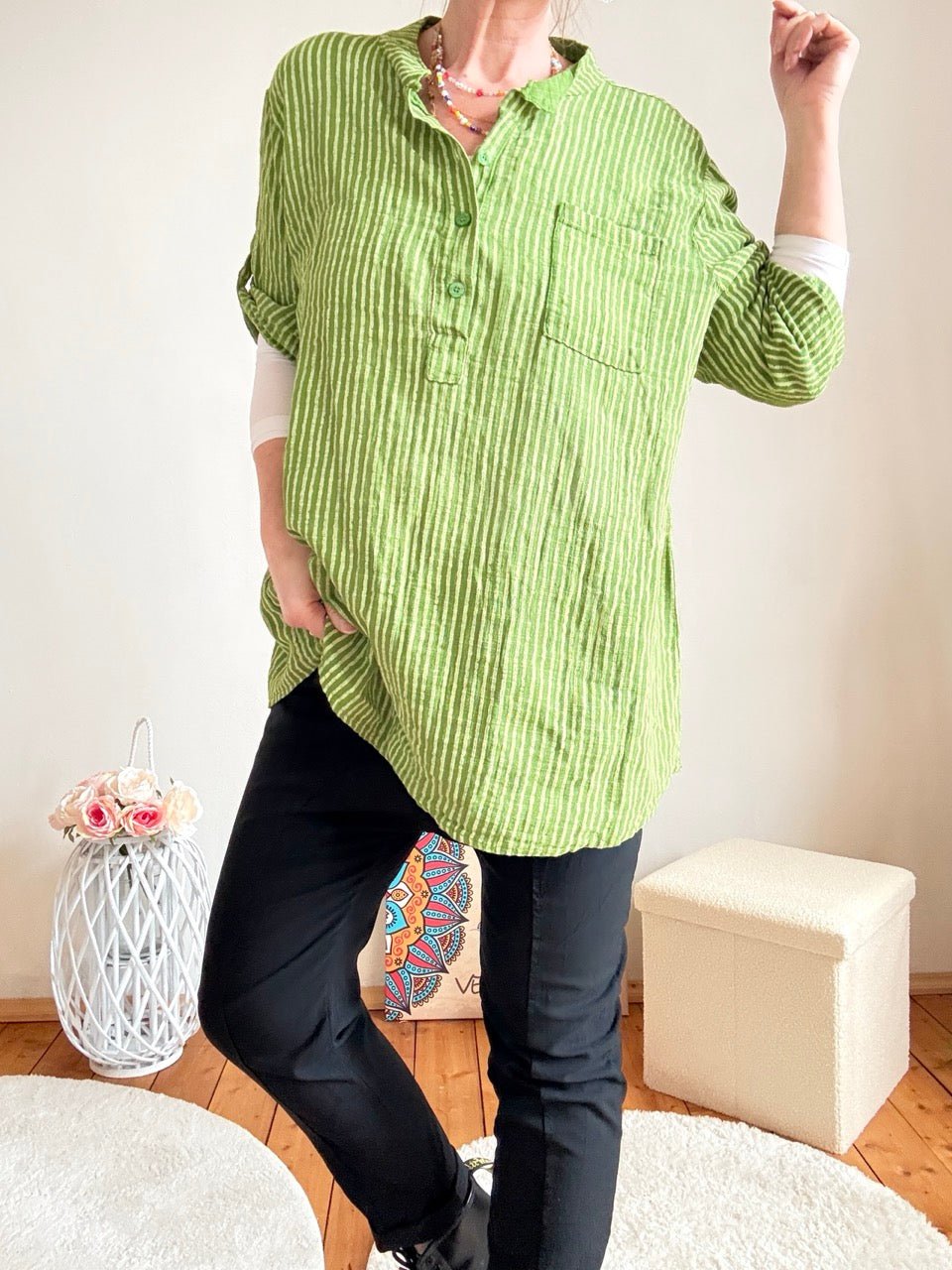 Shirt Bluse Knopfsache Grün - FROLLEIN KÄTHE Shop