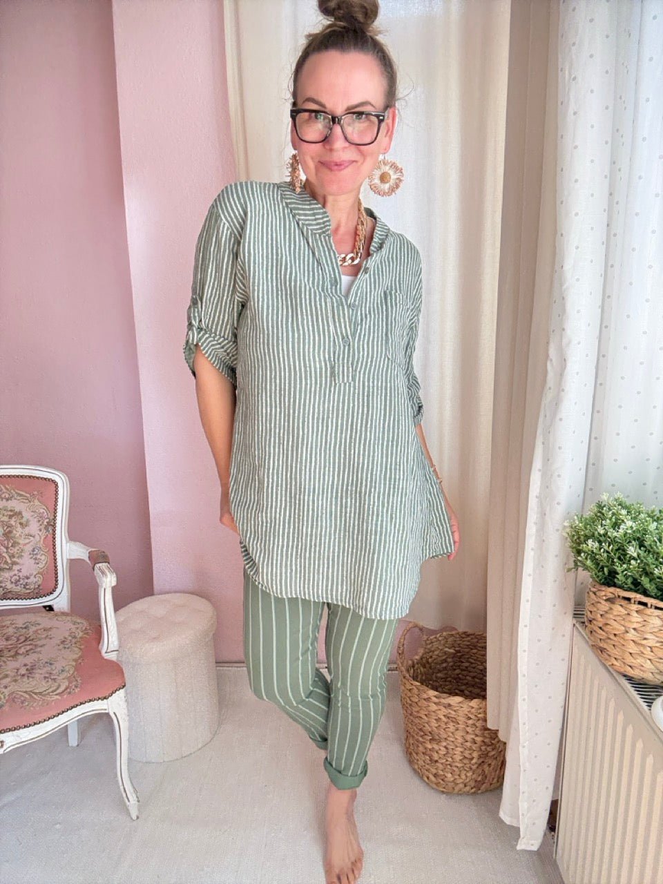 Shirt Bluse Knopfsache Olive - FROLLEIN KÄTHE Shop