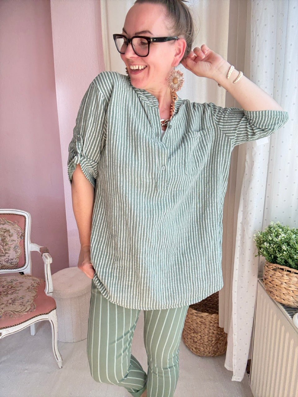 Shirt Bluse Knopfsache Olive - FROLLEIN KÄTHE Shop