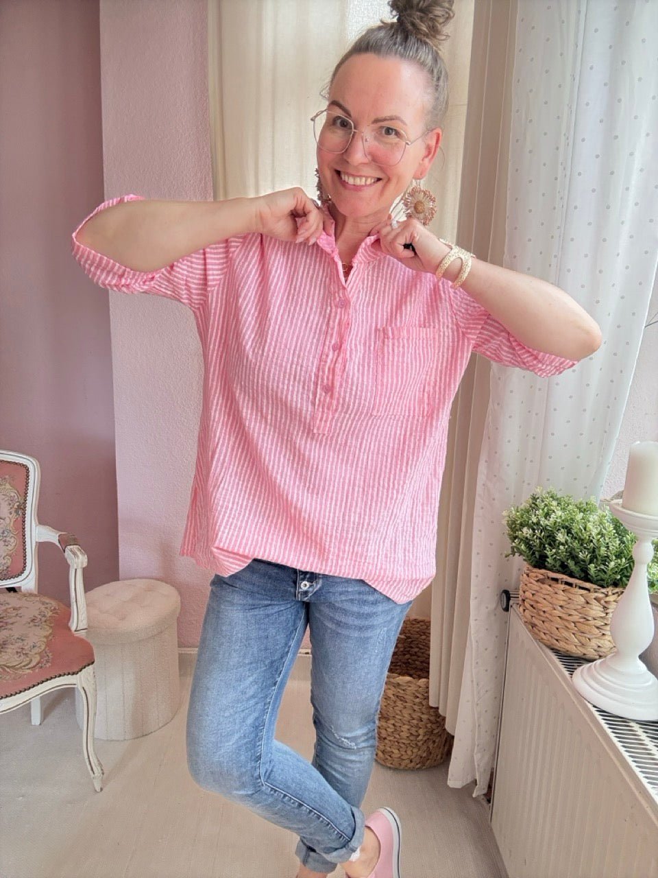 Shirt Bluse Knopfsache Zart Rose - FROLLEIN KÄTHE Shop