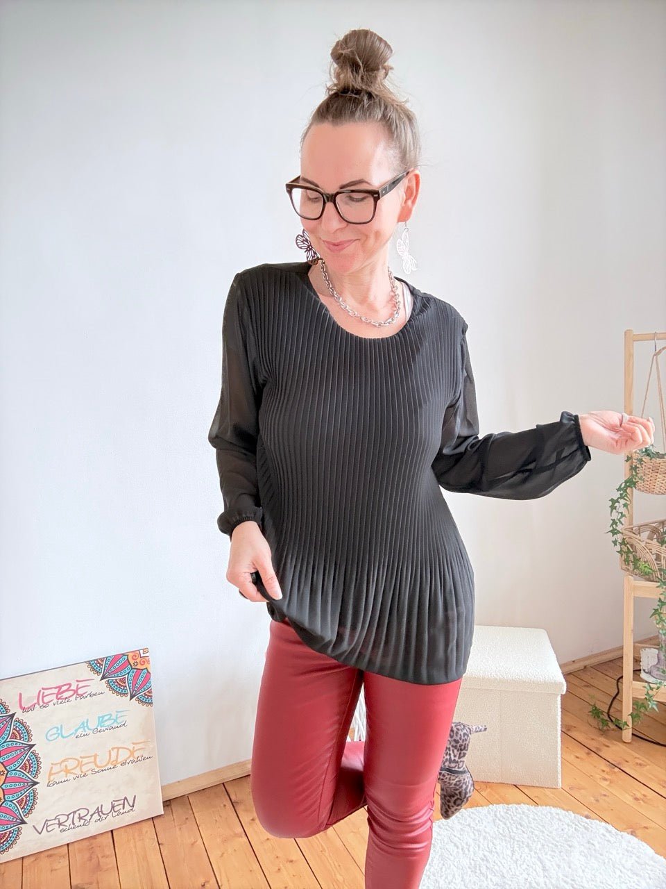 Shirt Bluse Swing Swing Schwarz - FROLLEIN KÄTHE Shop