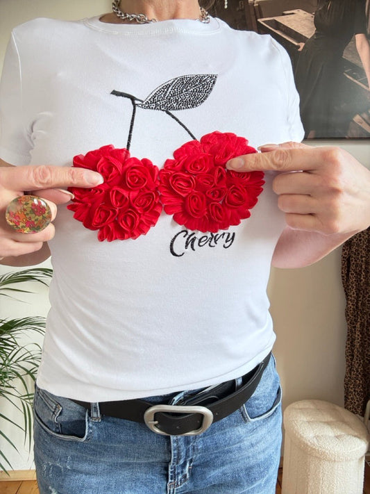 Shirt Cherry Weiß Rot - FROLLEIN KÄTHE Shop