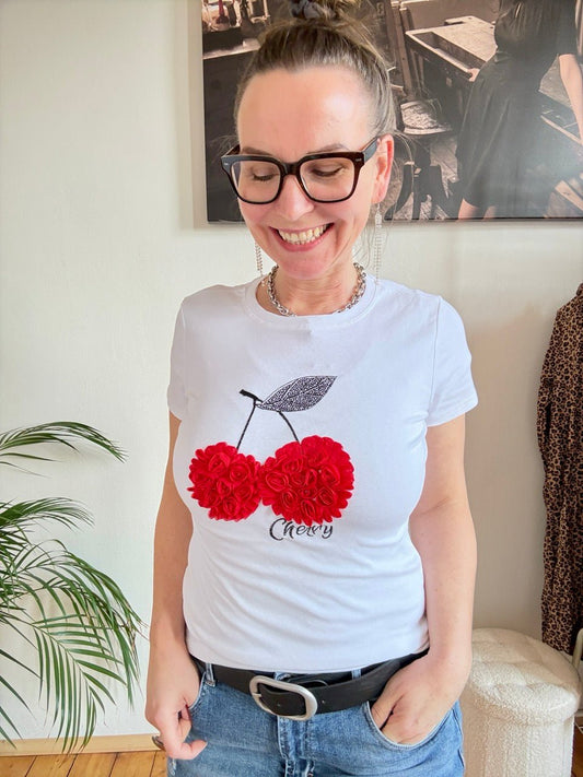 Shirt Cherry Weiß Rot - FROLLEIN KÄTHE Shop