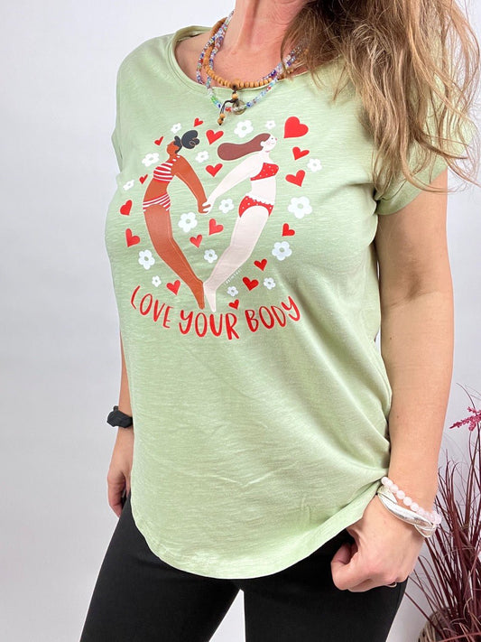 Shirt Edelmädel Long Slub Love your Body Mint - FROLLEIN KÄTHE Shop