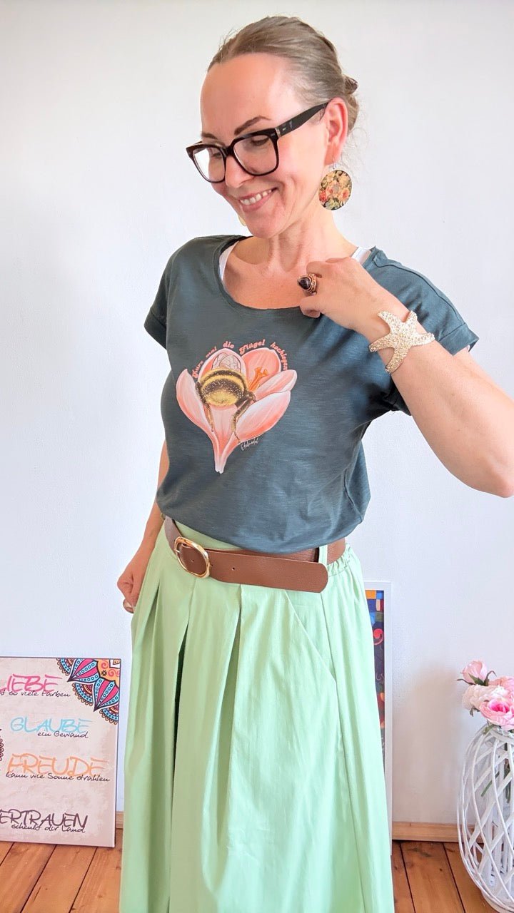 Shirt Edelmädel Slub Kurz mal die Flügel hochlegen - FROLLEIN KÄTHE Shop