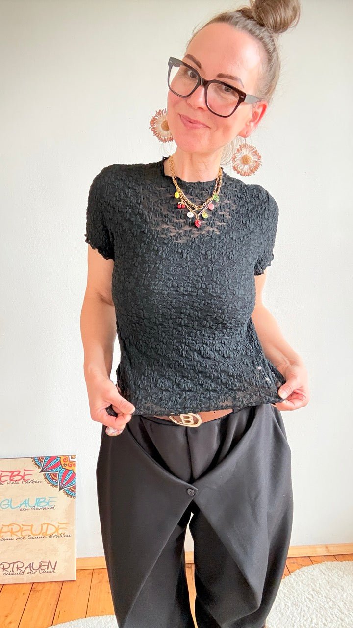 Shirt Flower Transparent Schwarz - FROLLEIN KÄTHE Shop