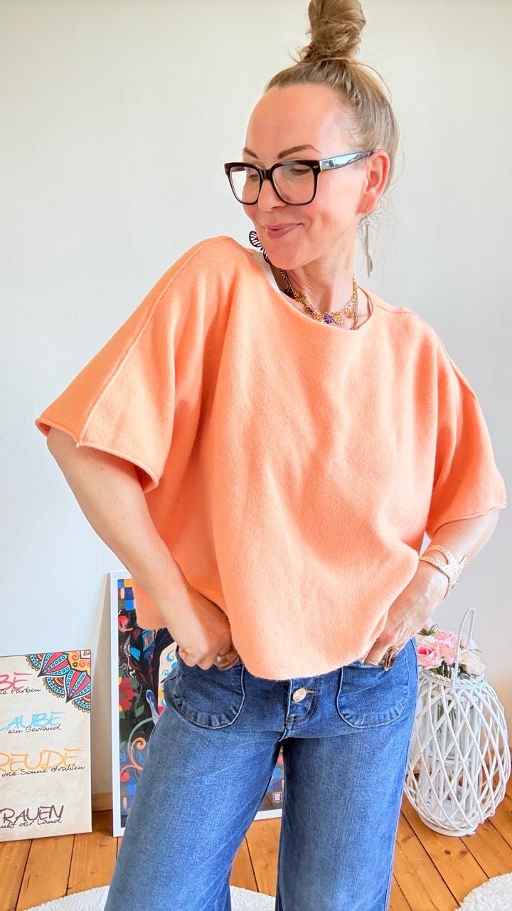 Shirt Kurz Pulli Fadenfein Pfirsich - FROLLEIN KÄTHE Shop