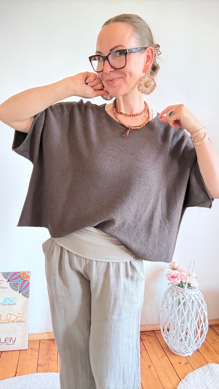 Shirt Kurz Pulli Fadenfein Schoko Braun - FROLLEIN KÄTHE Shop