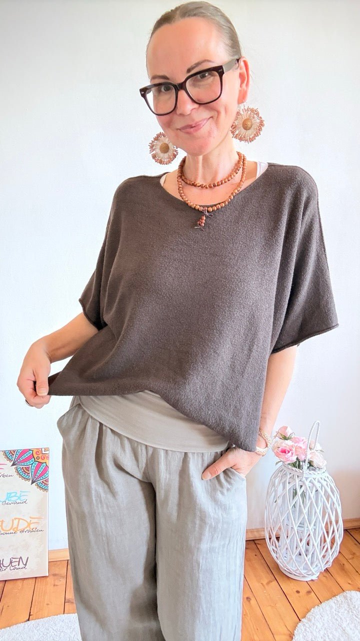 Shirt Kurz Pulli Fadenfein Schoko Braun - FROLLEIN KÄTHE Shop