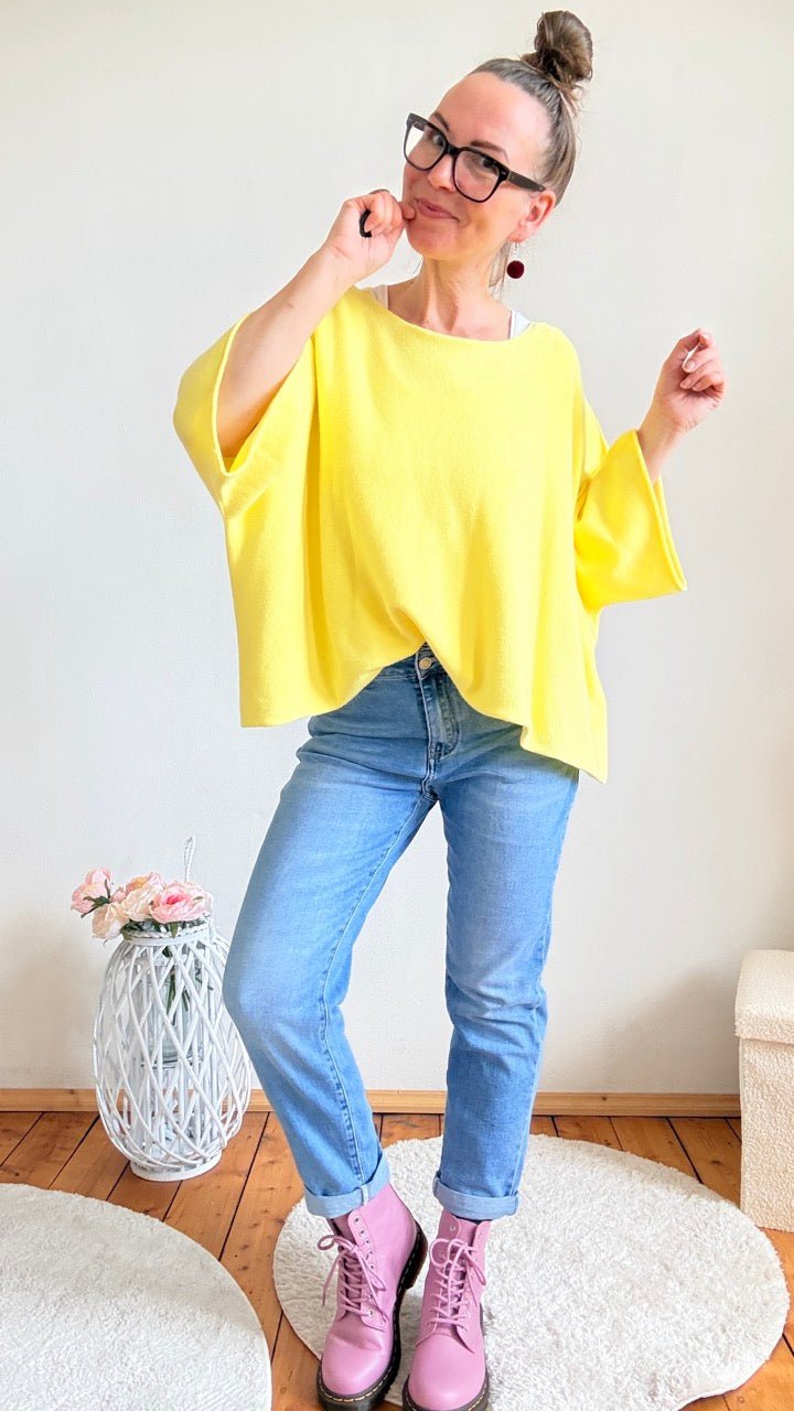 Shirt Kurz Pulli Strickhit Gelb - FROLLEIN KÄTHE Shop