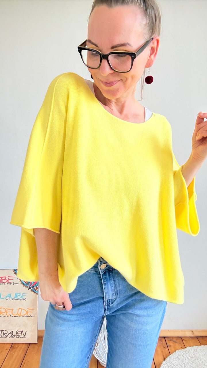 Shirt Kurz Pulli Strickhit Gelb - FROLLEIN KÄTHE Shop