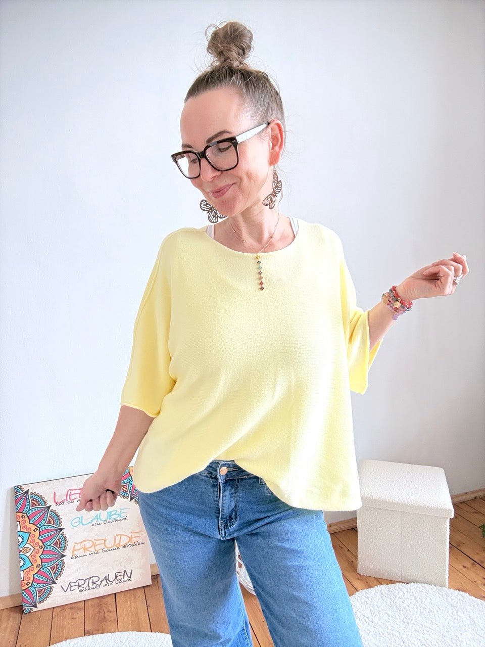 Shirt Kurz Pulli Strickhit Lemon - FROLLEIN KÄTHE Shop