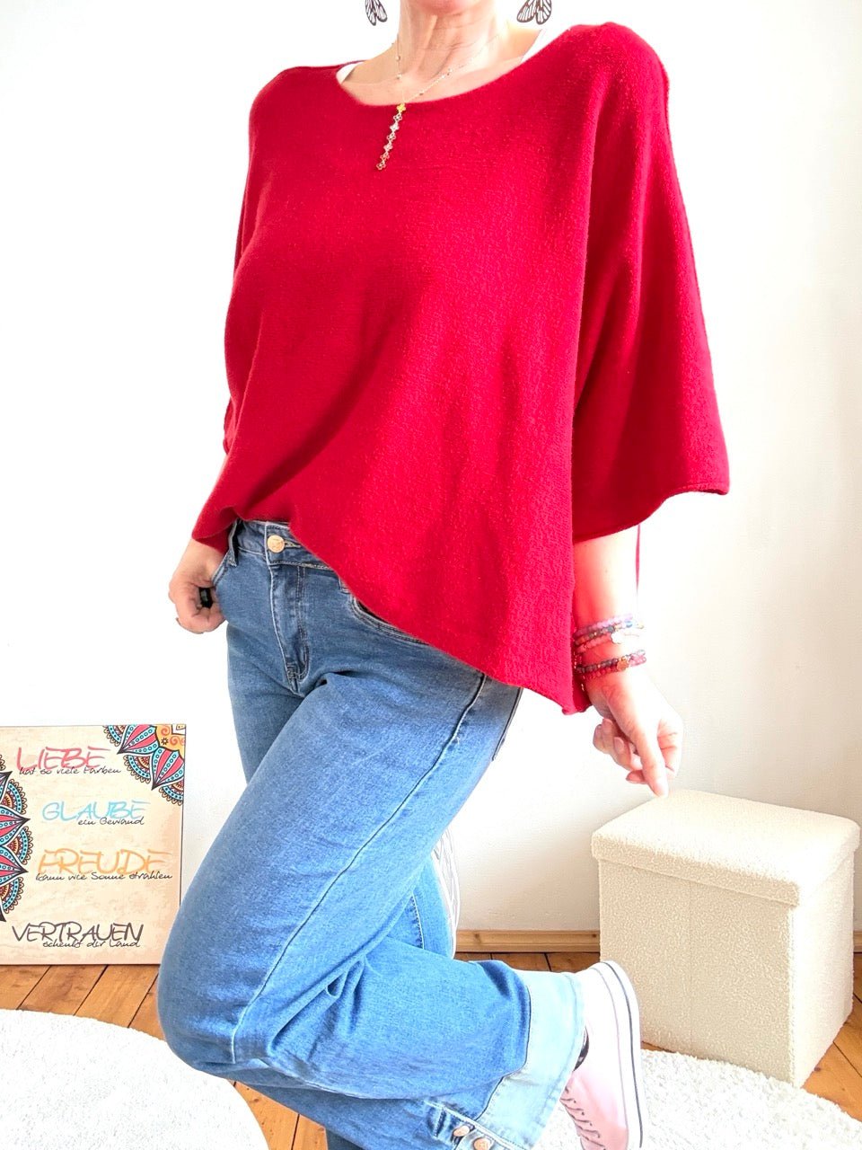 Shirt Kurz Pulli Strickhit Rot - FROLLEIN KÄTHE Shop