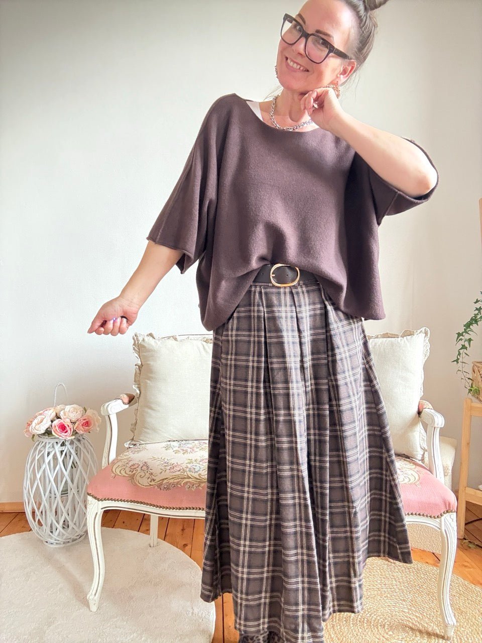 Shirt Kurz Pulli Strickhit Schoko - FROLLEIN KÄTHE Shop