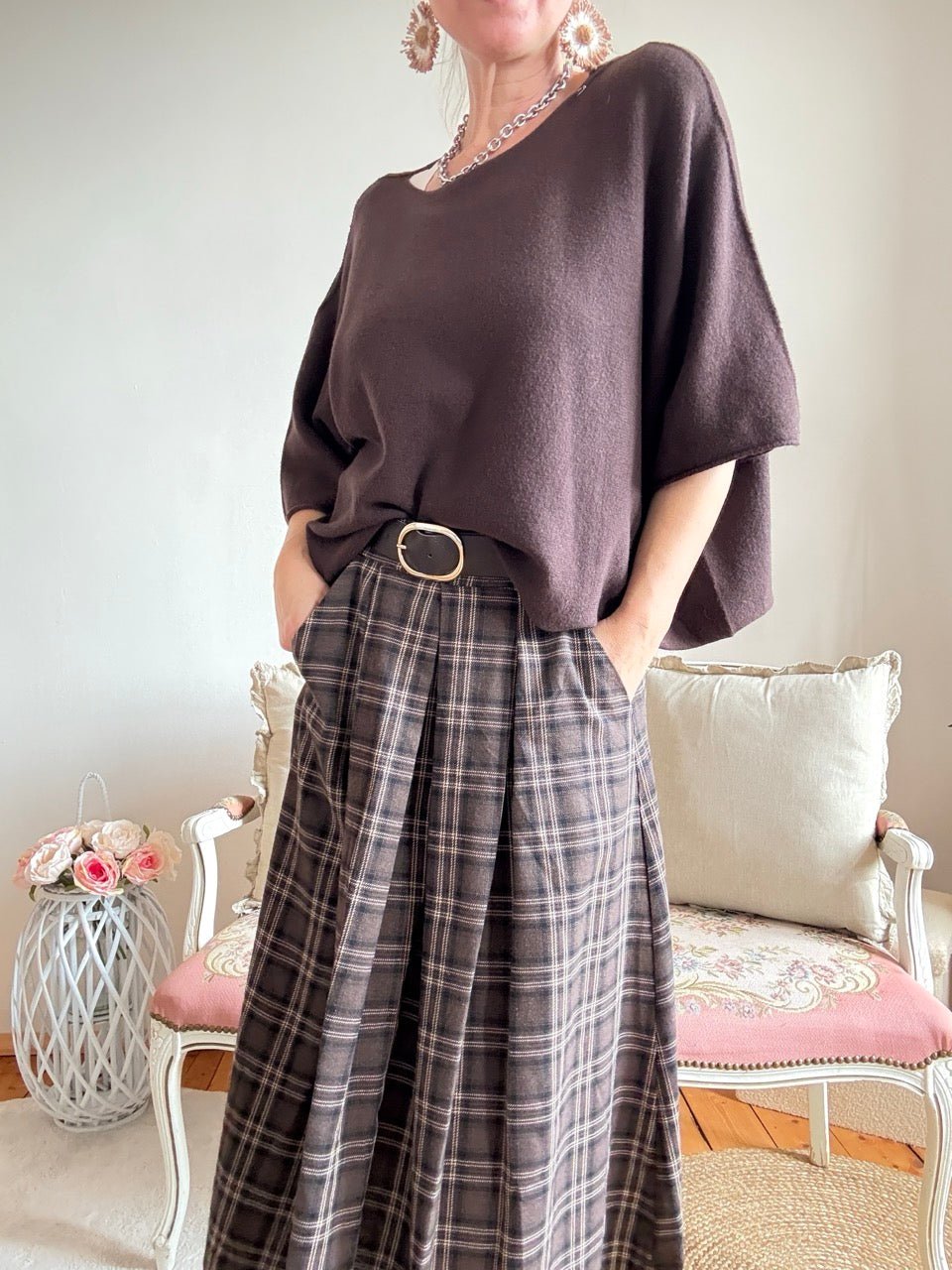 Shirt Kurz Pulli Strickhit Schoko - FROLLEIN KÄTHE Shop