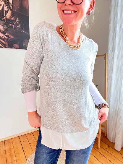 Shirt Langarm Blusenstyle Grau - FROLLEIN KÄTHE Shop