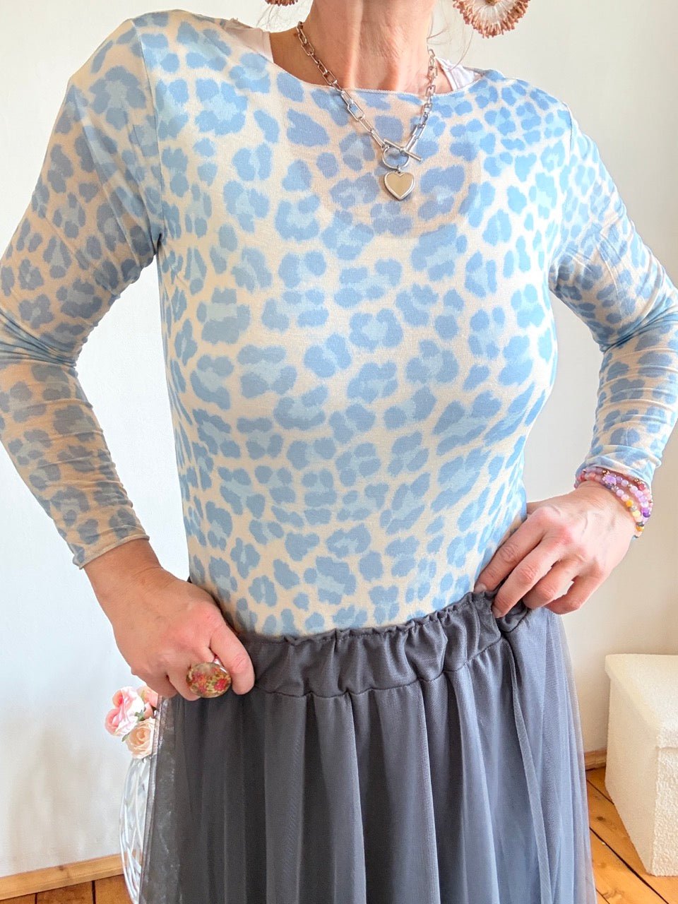 Shirt Langarm Leo Blau - FROLLEIN KÄTHE Shop