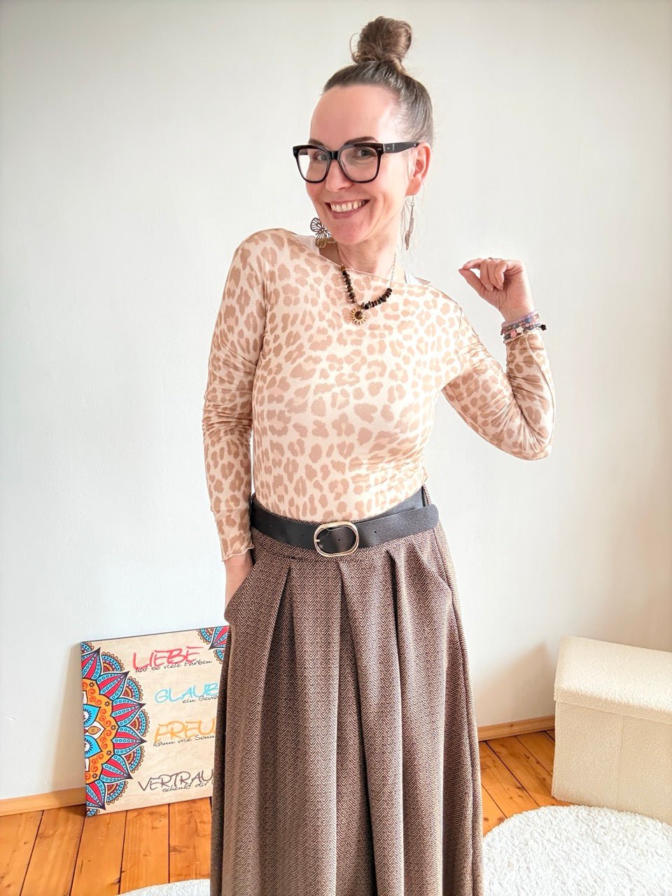 Shirt Langarm Leo Hellbraun - FROLLEIN KÄTHE Shop