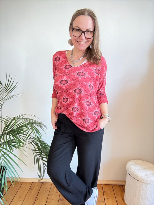 Shirt Langarm Mandala Burgund - FROLLEIN KÄTHE Shop