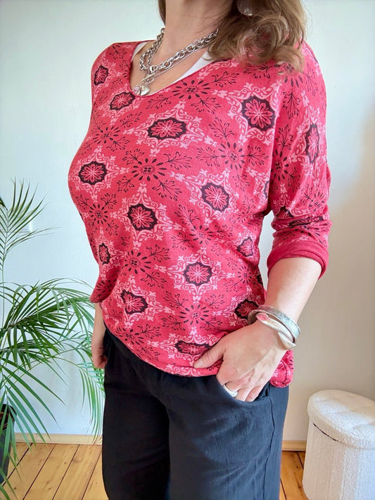 Shirt Langarm Mandala Burgund - FROLLEIN KÄTHE Shop