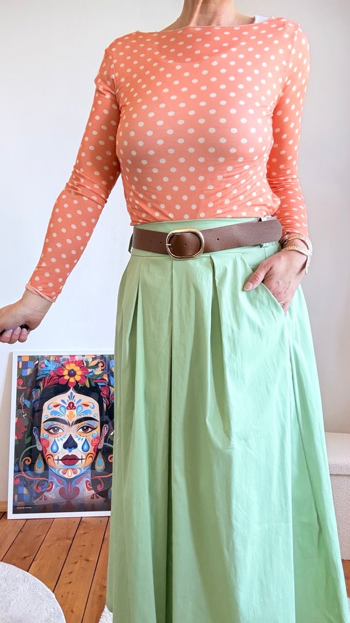 Shirt Langarm Pünktchen Peach - FROLLEIN KÄTHE Shop