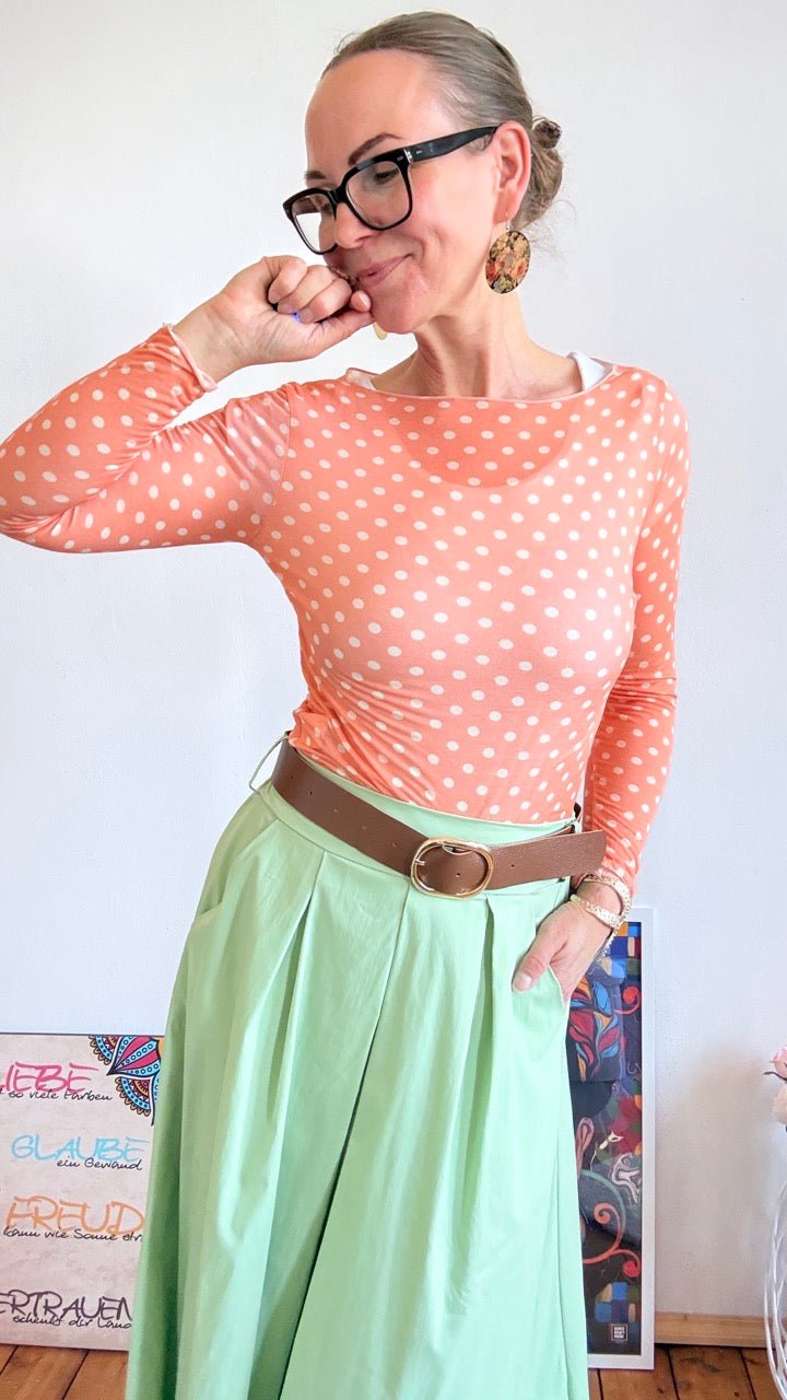 Shirt Langarm Pünktchen Peach - FROLLEIN KÄTHE Shop
