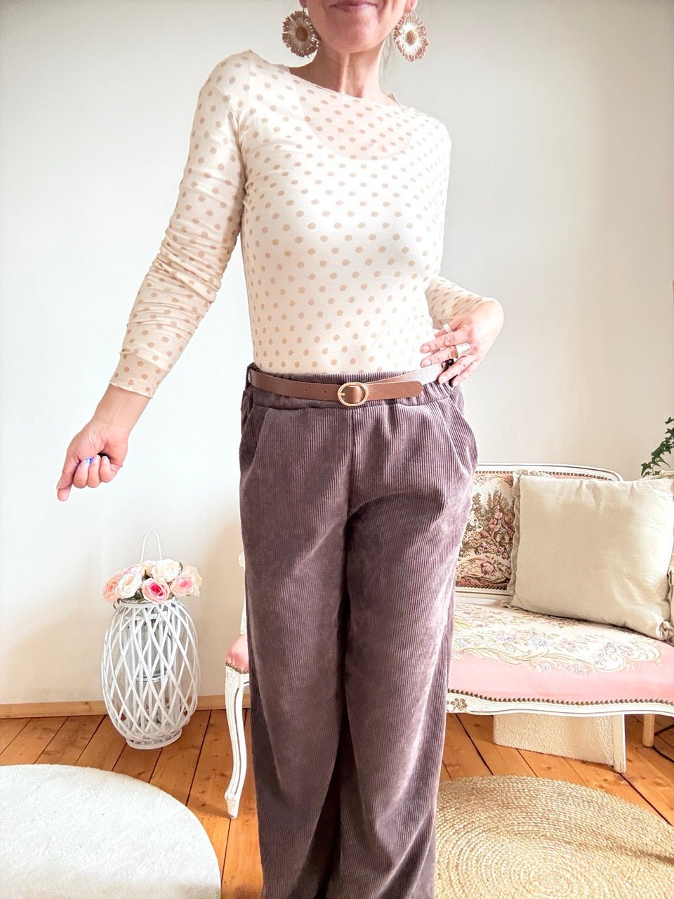 Shirt Langarm Pünktchen Cream transarent - FROLLEIN KÄTHE Shop