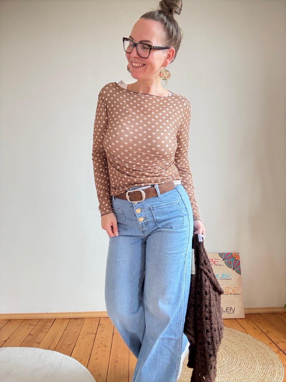 Shirt Langarm Pünktchen Cream transparent - FROLLEIN KÄTHE Shop