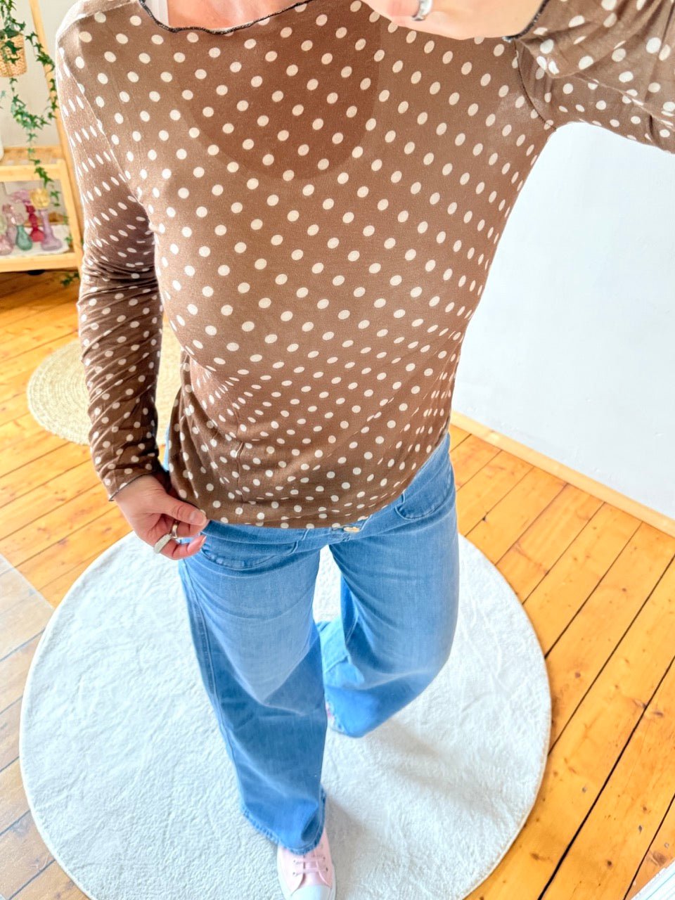 Shirt Langarm Pünktchen Cream transparent - FROLLEIN KÄTHE Shop