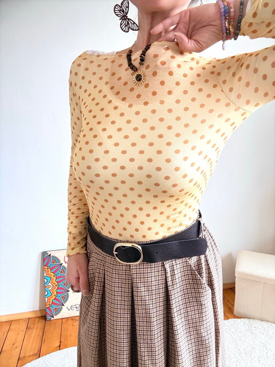 Shirt Langarm Pünktchen Gelb - FROLLEIN KÄTHE Shop