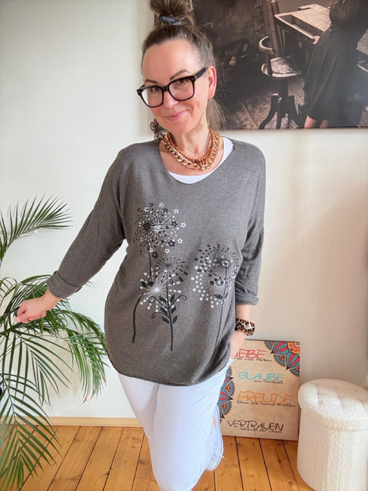 Shirt Langarm Pusteblume Grau - FROLLEIN KÄTHE Shop