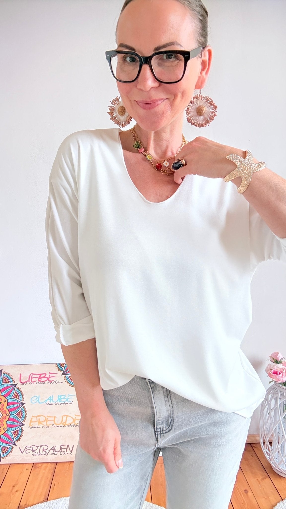 Shirt Langarm Rosie Wollweiß - FROLLEIN KÄTHE Shop