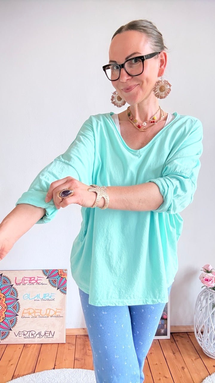 Shirt Langarm Sofie Ozeanblau - FROLLEIN KÄTHE Shop