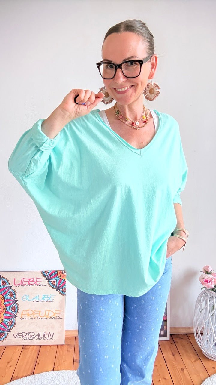 Shirt Langarm Sofie Ozeanblau - FROLLEIN KÄTHE Shop