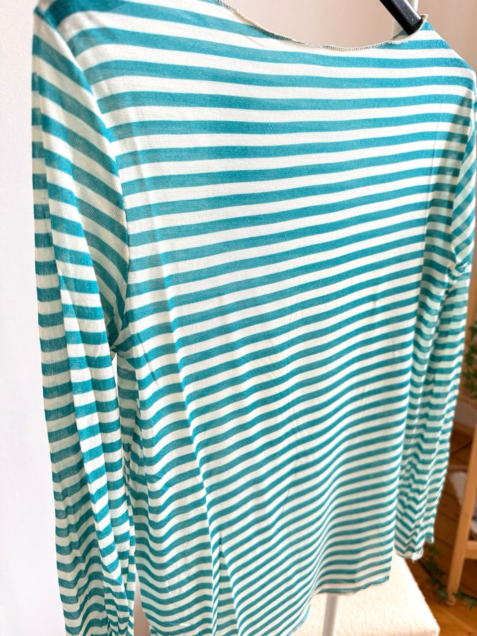 Shirt Langarm Stripe Azurblau - FROLLEIN KÄTHE Shop