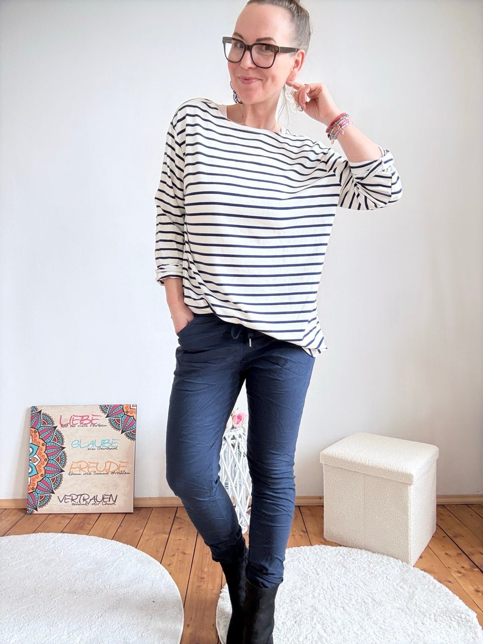 Shirt Langarm Stripe Blau / Weiß - FROLLEIN KÄTHE Shop
