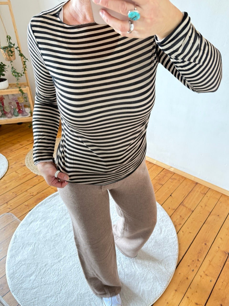 Shirt Langarm Stripe Cappuccino Schwarz - FROLLEIN KÄTHE Shop