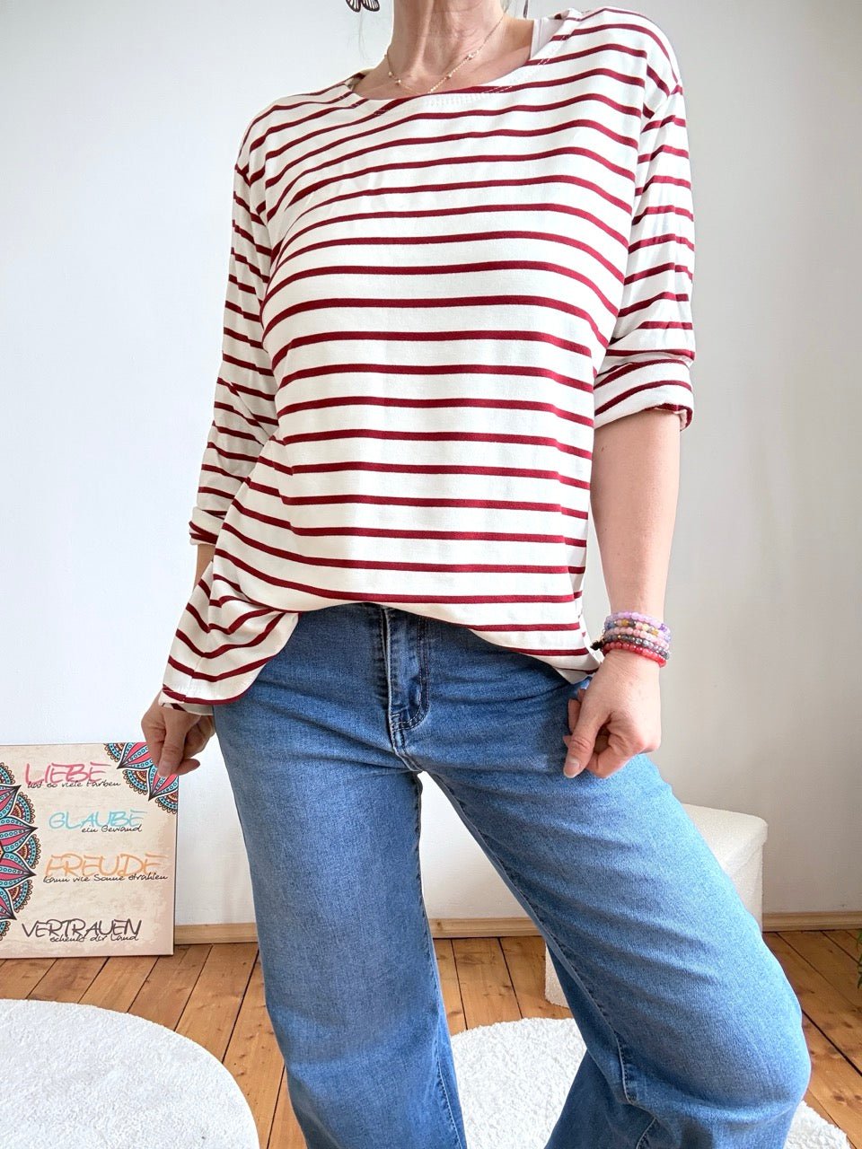 Shirt Langarm Stripe Cherry / Weiß - FROLLEIN KÄTHE Shop
