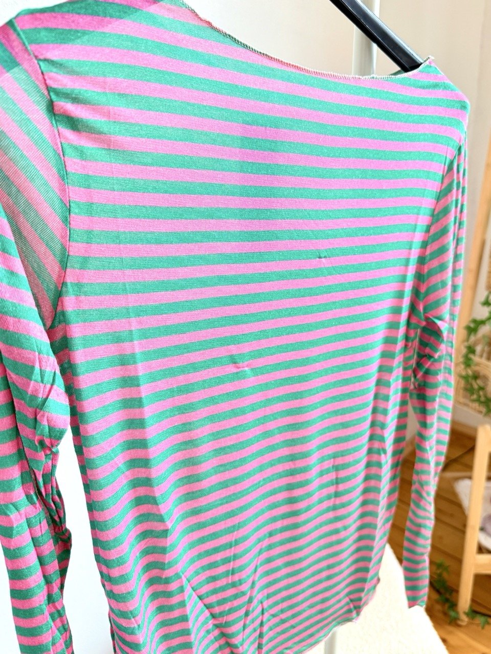 Shirt Langarm Stripe Grün Fuchsia - FROLLEIN KÄTHE Shop