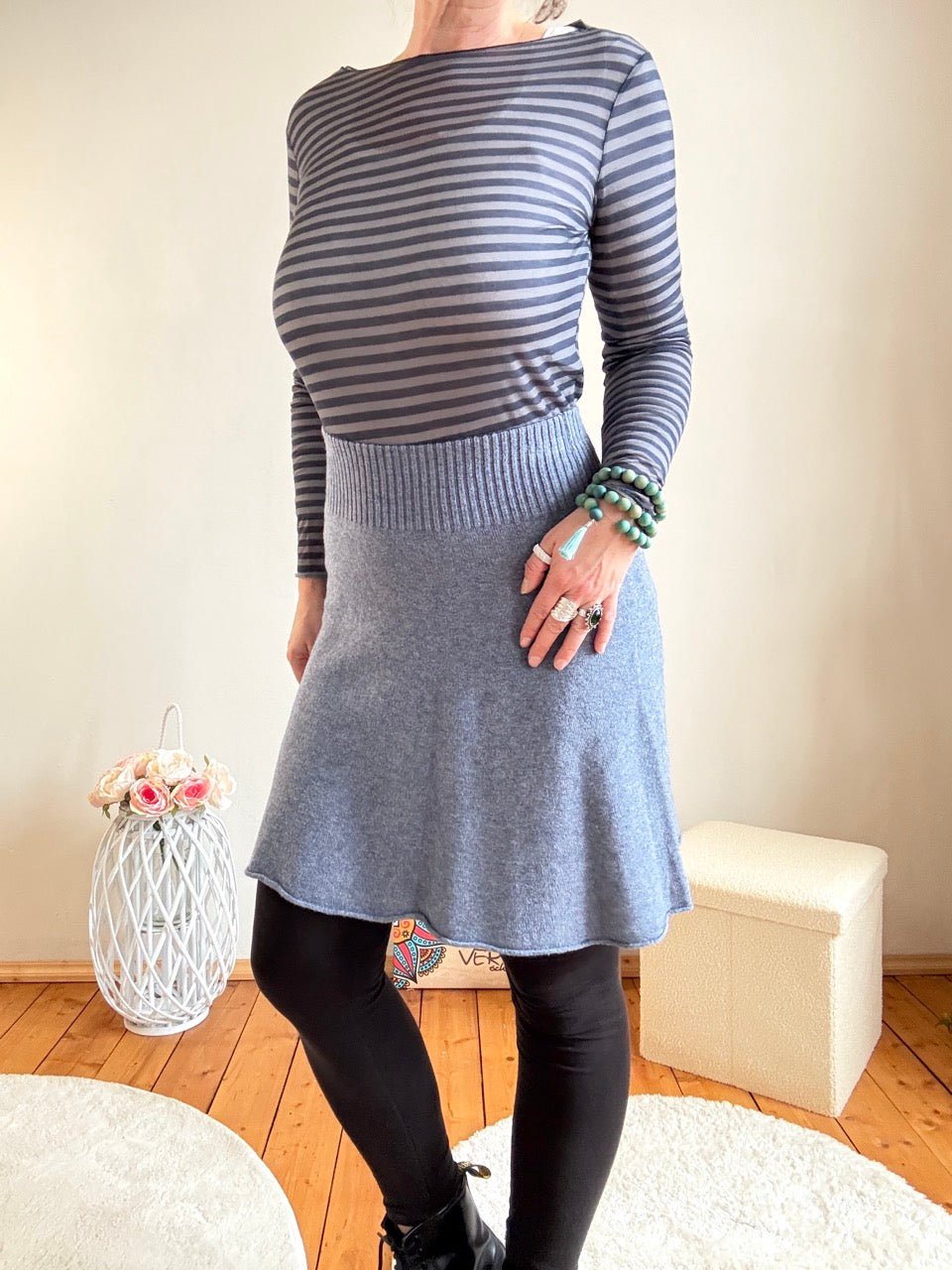 Shirt Langarm Stripe Jeansblau - FROLLEIN KÄTHE Shop