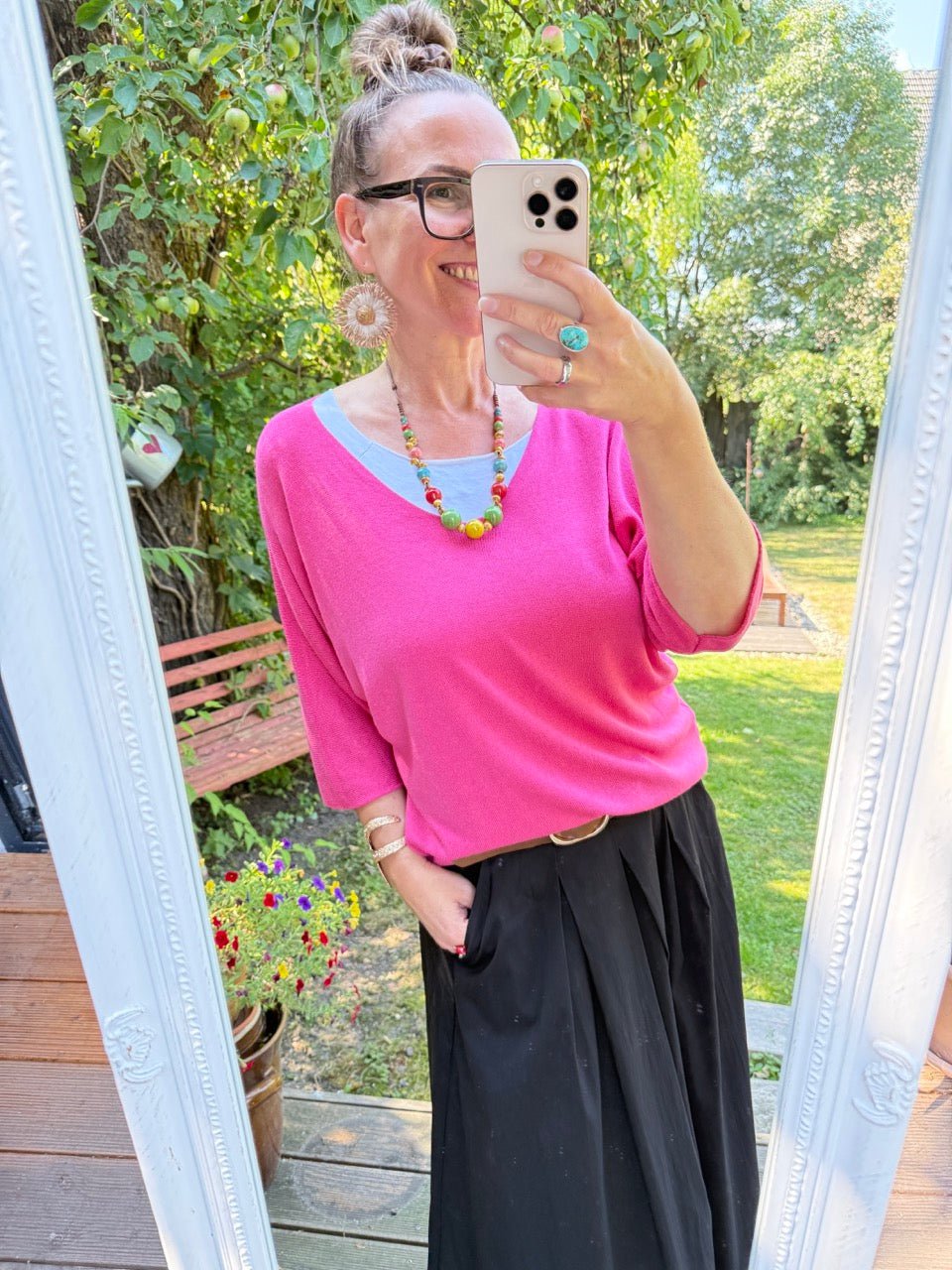 Shirt Leicht Verstrickt Fuchsia NEU! - FROLLEIN KÄTHE Shop