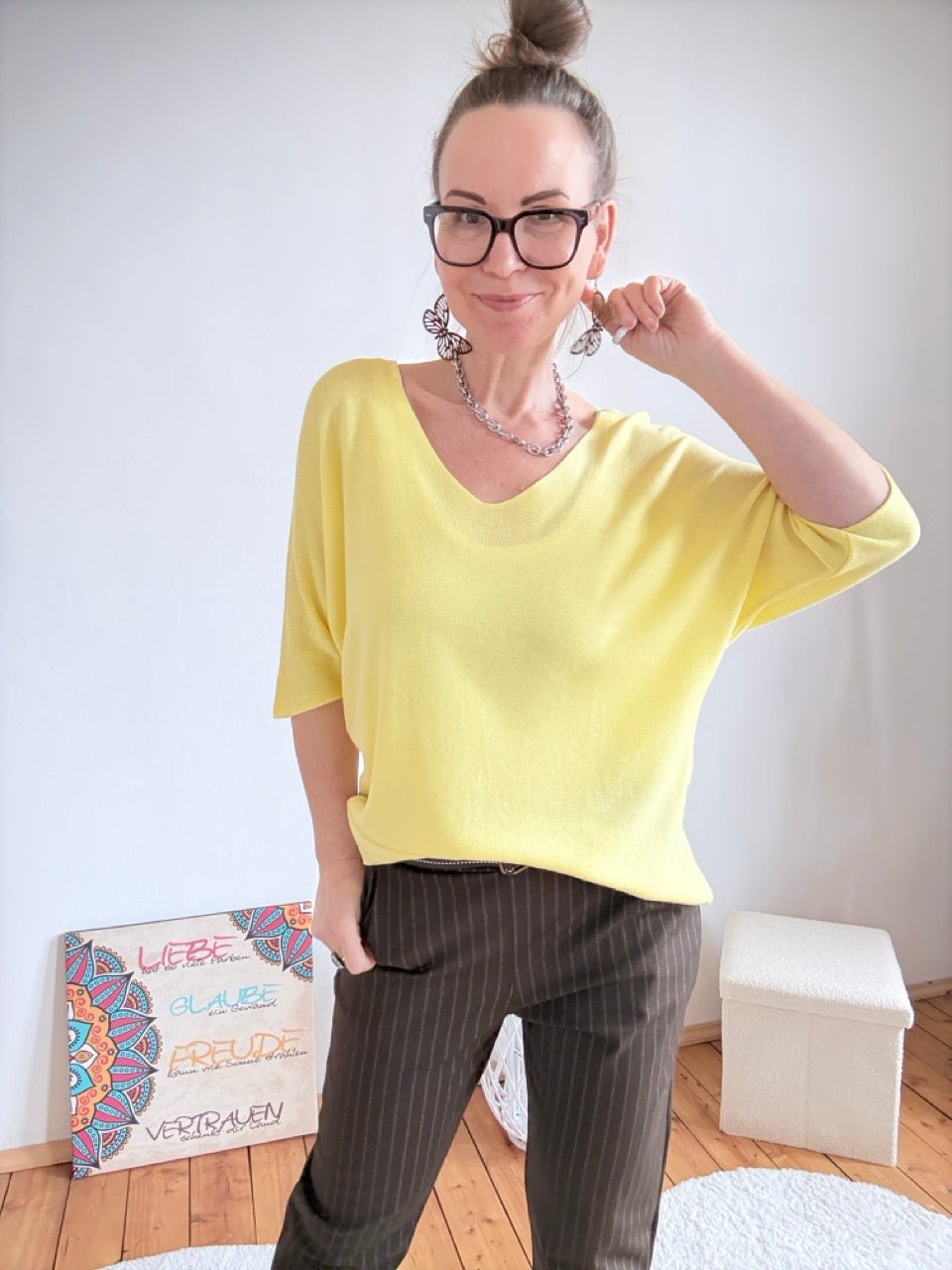 Shirt Leicht Verstrickt Gelb - FROLLEIN KÄTHE Shop