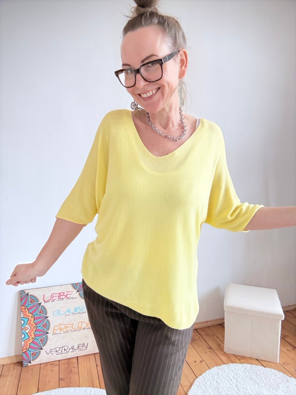 Shirt Leicht Verstrickt Gelb - FROLLEIN KÄTHE Shop