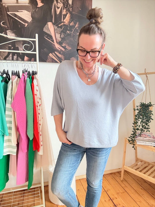 Shirt Leicht Verstrickt Grau - FROLLEIN KÄTHE Shop