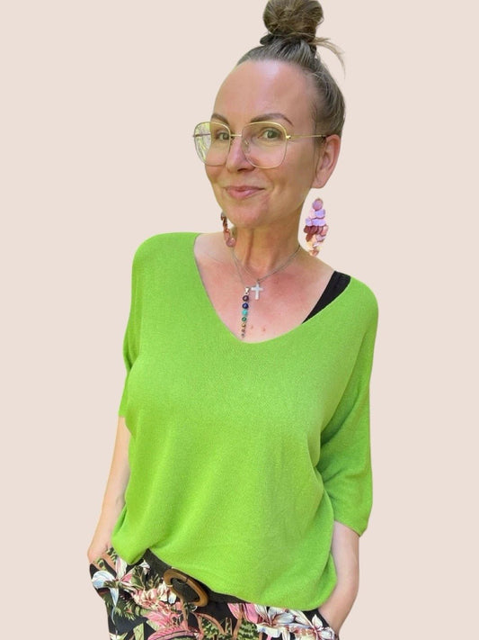 Shirt Leicht Verstrickt Grün - FROLLEIN KÄTHE Shop