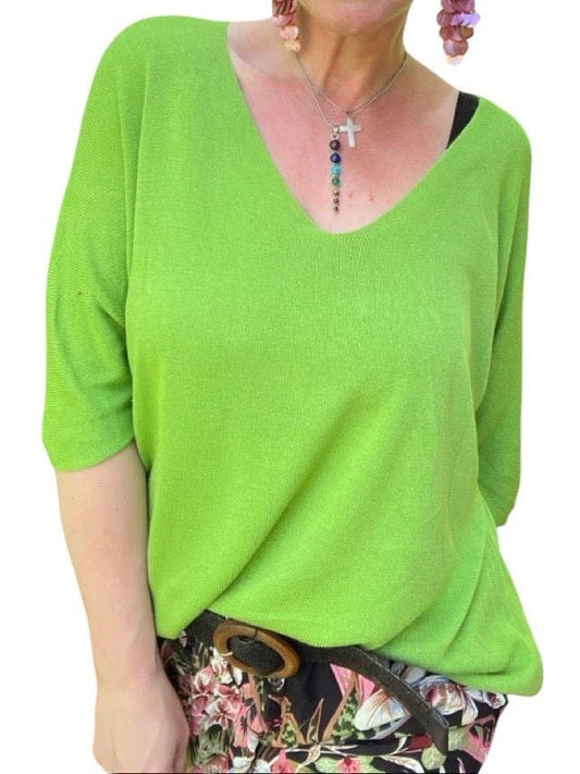 Shirt Leicht Verstrickt Grün - FROLLEIN KÄTHE Shop