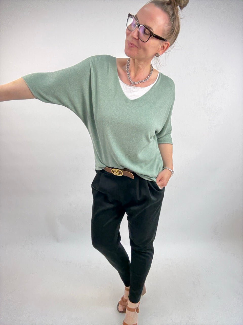 Shirt Leicht Verstrickt Olive - FROLLEIN KÄTHE Shop
