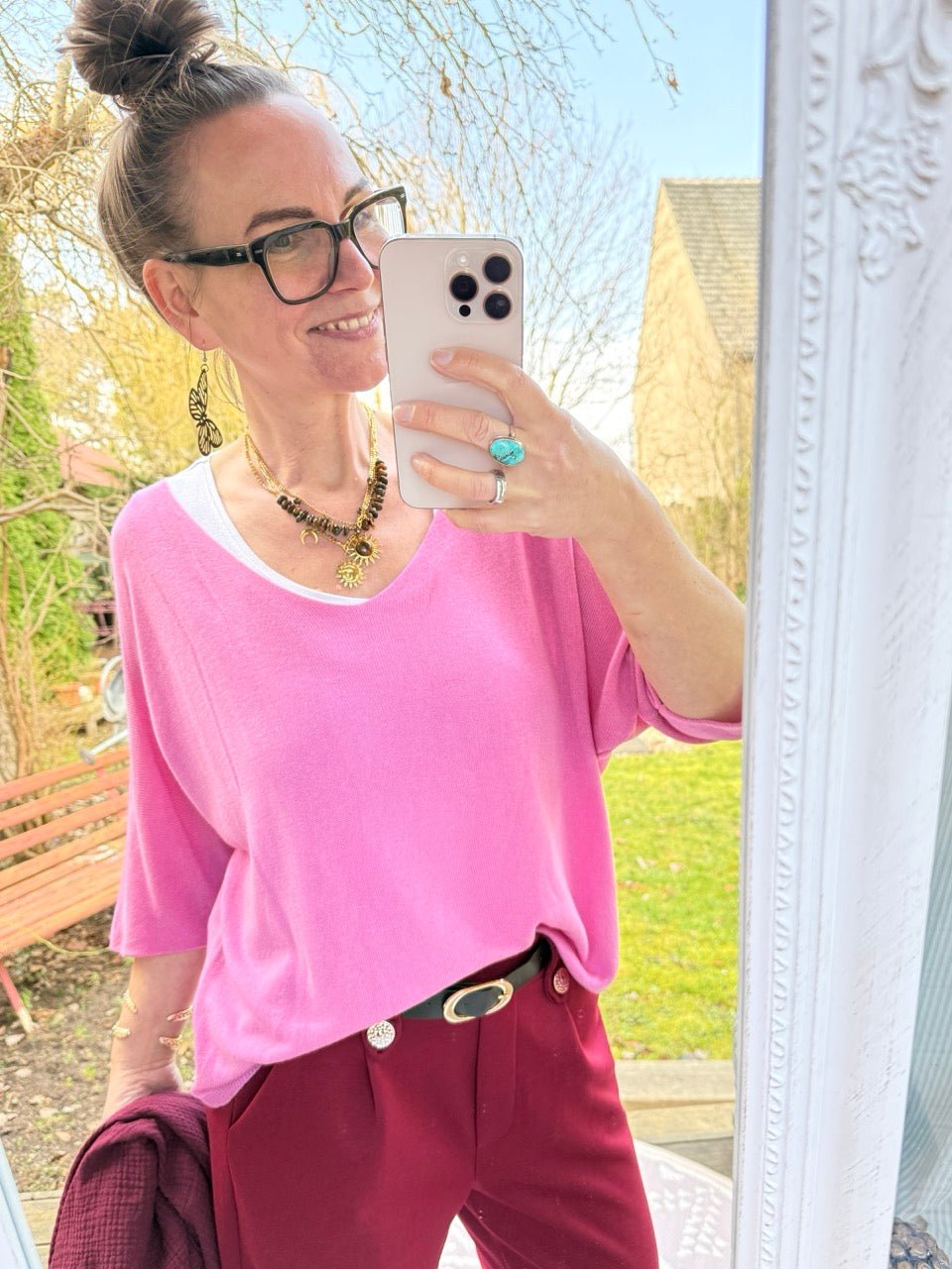 Shirt Leicht Verstrickt Rosa - FROLLEIN KÄTHE Shop
