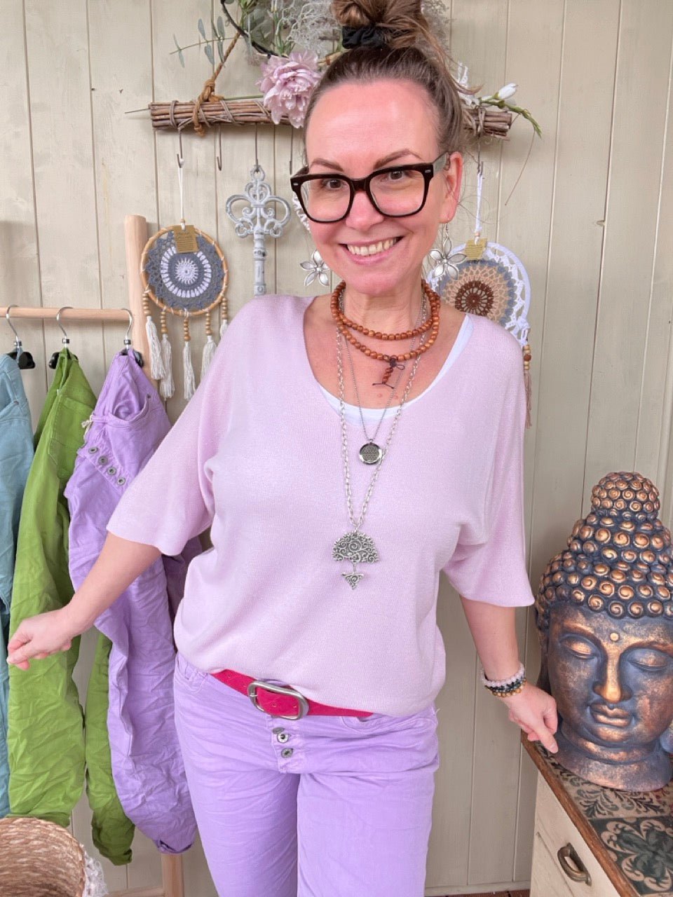 Shirt Leicht Verstrickt Zart Rosa - FROLLEIN KÄTHE Shop
